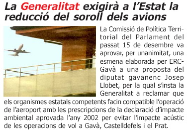 Noticia publicada en la publicación L'ERAMPRUNYÀ (Enero de 2005 - Número 17)